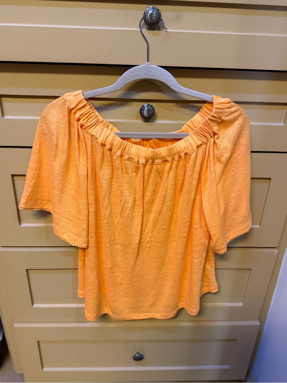 Chico's Orange Off-Shoulder Flutter Sleeve Blouse